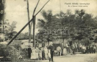 1916 Dánszentmiklós, Fischli Mihály vendéglős Dánosi híres csárdája, csoportkép (az 1907-es hírhedt rablógyilkosság helyszíne)