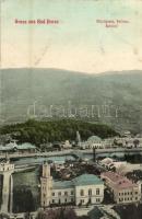 1907 Vatra Dornei, Dornavátra, Bad Dorna, Dorna-Watra; Miculigasse, Rathaus, Bahnhof / utcakép, városháza, vasútállomás / street view, town hall, railway station (fl)