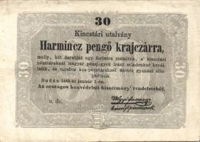 1849. 30kr "Kossuth bankó" T:II/III+