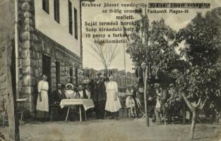 1915 Budapest XII. Farkasrét, Magasút (Magas-út), Krebesz József vendéglője az ördög orom mellett. Saját termésű borok, szép kirándulóhely, kert (Rb)