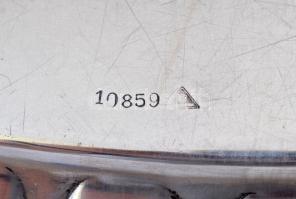 Nagyméretű alpakka tálca, jelzett, karcolásokkal, 48×37 cm