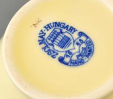 Zsolnay porcelán virágmintás váza, kézzel festett, jelzett, hibátlan, m: 15,5 cm