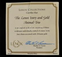 Lenox aranyozott porcelán állatok (elefánt hattyú, delfin), 3 db, hibátlanok, m: 6, 7 és 10 cm