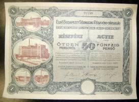 1927. "Első Budapesti Gőzmalmi Részvény-Társaság" részvénye 50P-ről