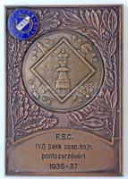 1937. Filtex Sport Club 1935 zománcbetétes Br plakett F.S.C. IV. O. Sakk csap. bajn. pontszerzésért 1936-37 gravírozással, eredeti tokban (81x56mm) T:1