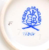 Herendi Viktória mintás és virágmintás kis tárgyak, 3 db, kézzel festett, jelzett, kis kopásnyomokka...