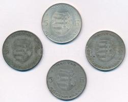 1947. 5Ft Ag "Kossuth" (4x) T:2,2-,3 patina