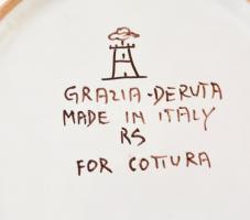 Olasz kerámia tányér, kézzel festett, jelzett, hibátlan, d: 24,5 cm