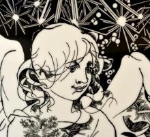 Hollóházi Jurcsák László által tervezett váza, Vénusz születése. Matricás, jelzett, hibátlan, m:38 c...