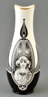 Hollóházi Jurcsák László által tervezett porcelán váza, matricás, hibátlan, jelzett, m: 32 cm