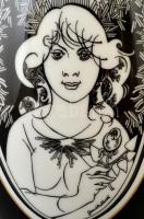 Hollóházi Jurcsák László által tervezett porcelán váza, matricás, hibátlan, jelzett, m: 32 cm