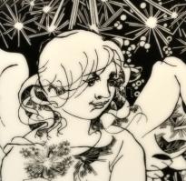 Hollóházi Jurcsák László által tervezett váza, Vénusz születése. Matricás, jelzett, hibátlan m:25 cm...