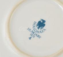 Hollóházi Jurcsák László által tervezett mintával díszített porcelán bonbonier, matricás, jelzett, h...