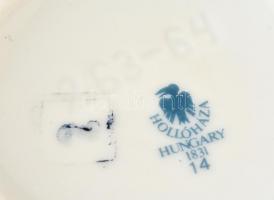 Hollóházi Jurcsák László által tervezett mintával díszített porcelán mokkás készlet, matricás, jelze...