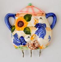 3 db konyhai, figurális kerámia edény: cukortartó, bögre, kanál akasztó