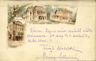 1898 Budapest, budapesti színházak: Operaház, Nemzeti Színház, Népszínház; Ezredéves Országos Kiállítás, barna 2 Kr Ga. litho s: Cserna (apró szakadás / tiny tear)
