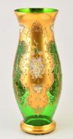 Jelzés nélkül: Nagyméretű, aranyozott, festett üveg díszváza. 42 cm