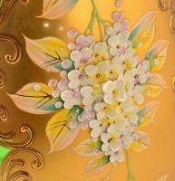 Jelzés nélkül: Nagyméretű, aranyozott, festett üveg díszváza. 42 cm