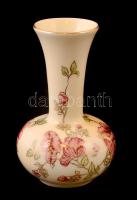 Zsolnay virágmintás váza, kézzel festett, jelzett, hibátlan, m: 11 cm