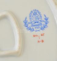 Herendi virágmintás porcelán füles tál, kézzel festett, jelzett, kis kopásnyomokkal, 24×19 cm