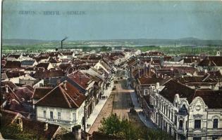 1914 Zimony, Semlin, Zemun; látkép, Szerb kávéház. Kiadja Milan Ilkic / Serbisches Kafeehaus / general view, Serbian café (gyűrődés / crease)