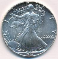 Amerikai Egyesült Államok 1987. 1$ Ag Amerikai Sas eredeti tokban, tanúsítvánnyal T:BU USA 1987. 1 Dollar Ag American Eagle in original case, with certificate C:BU