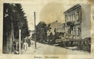 Pidhaitsi, Pidhajci, Podhajce; Ulica kolejowa / Railway street + 1916 M. kir. 310. honvéd gyalogezred parancsnokság K.u.K. Feldpostamt 350 (b)