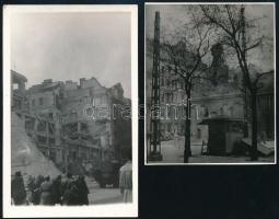 1956 2 db fotó a forradalomban romossá vált Budapestről, az egyiken a romos Szent Rókus templommal (Rákóczi út), 10x8 cm és 14x9 cm