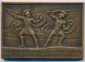 1926. Pénzügyi Tisztviselők Sport Clubja Budapest = Anno Domini MDCCCCXXIII kétoldalas, öntött Br plakett. Szign.: ÖP(?) (34x51mm) T:2 ph.