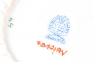 Herendi Apponyi mintás porcelán fonott kosár, kézzel festett, jelzett, hibátlan, d: 11,5 cm