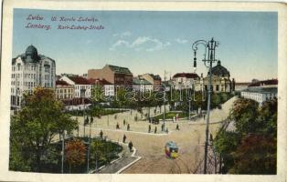 1917 Lviv, Lwów, Lemberg;  Ul. Karola Ludwika / Karl-Ludwig-Straße / street view, tram