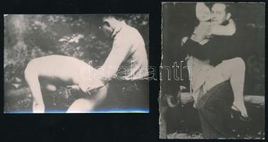 cca 1920-1940 Pornográf felvételek, 8 db fotó, utólagos modern előhívások, az egyik szélén sérülésse...