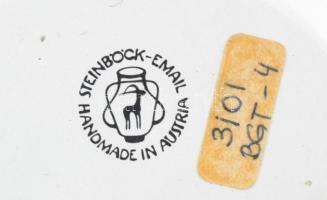 Steinböck mázas fém tálka, jelzett, 7,5×5,5 cm