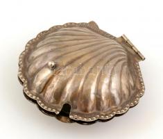 Üvegbetétes fém vajtartó, kis késsel, 12×12 cm