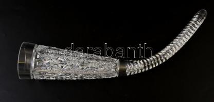 Ólomkristály üveg kürt, sófár metszett, h: 45 cm
