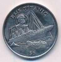 Libéria 1998. 5$ Cu-Ni RMS Titanic T:1- (PP) kis ph. ujjlenyomat Liberia 1998. 5 Dollars Cu-Ni RMS Titanic C:AU (PP) small edge error, fingerprints