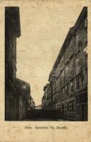 1918 Gorizia, Görz, Gorica; Zerstörte Via Morelli / street view during WWI + K.u.K. Eisenbahnregiment Brückenbaudetachement (EB)