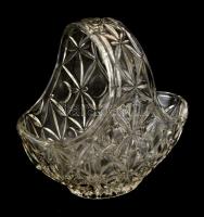 Nagyméretű Bohemia üveg kínáló kosár. Hibátlan 22 cm