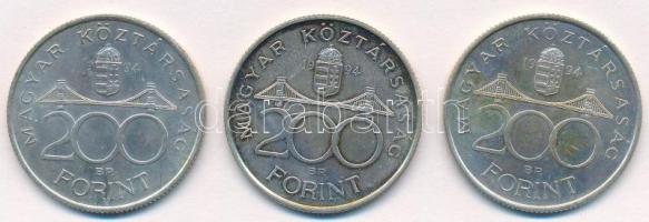 1994. 200Ft Ag "Deák" (3x) T:2 Adamo F13.1