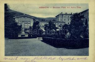 1913 Abbazia, Opatija; Brunnen Platz mit Adria Club / square, Adria Club, restaurant (EK)