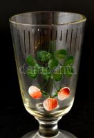 Kézzel festett üvegpohár. 14 cm