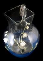 Jelzés nélkül: kézzel festett, hutaüveg kancsó, apró lepattanással m: 12 cm