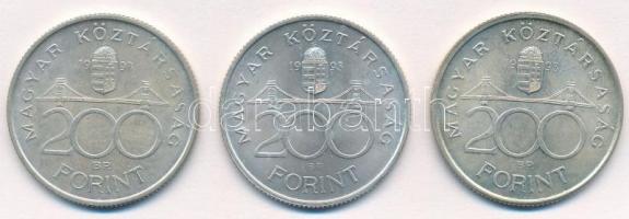 1993. 200Ft Ag "MNB" (3x) T:1-,2 Adamo F13