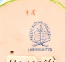 Herendi virágkosaras lány, kézzel festett, jelzett, hibátlan, m: 14,5 cm