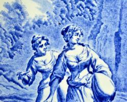 Delfti fali dísztál. Jelzett, matricás, hibátlan. d:29 cm