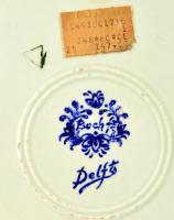 Delfti fali dísztál. Jelzett, matricás, hibátlan. d:29 cm