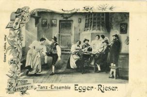 Tiroler Gesang- u. Tanz-Ensemble Egger-Rieser / folk costumes, singing and dance group, musicians, Austrian folklore from Tirol, Art Nouveau, floral