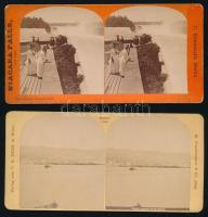 cca 1890-1900 Niagara-vízesés, Trieszt, 2 db sztereófotó, 9×18 cm / Trieste, Niagara Falls, 2 stereo photos