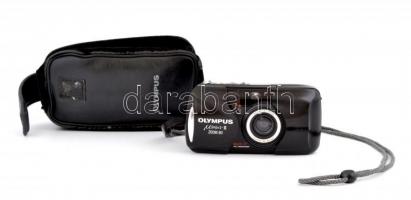 Olympus mju-II zoom 80 filmes kompakt fényképező, eredeti tokjában, lemerült elemmel / Olympus point and shoot film camera, with original case, without battery