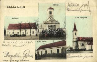 1907 Pér, Peér (Győr); kálvária, plébánia, katolikus templom és iskola. Rembrandt fényirda (EK)